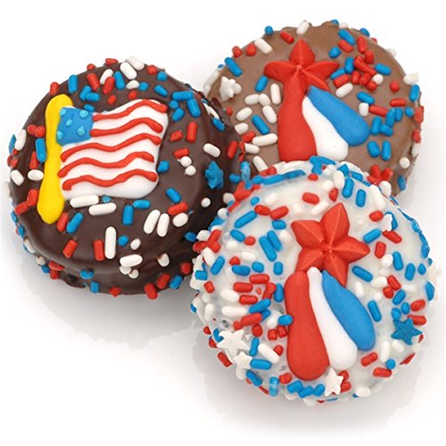 Patriotic Chocolate Covered Oreo Cookies - Set of 12 (Patriotic Assortment)