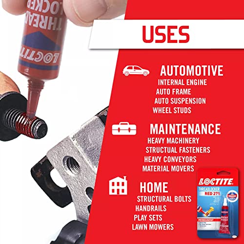 Image of Loctite Threadlocker Red 271 Red, 0.2 fl oz, 12, Tube