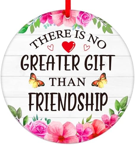 WaaHome Friend Christmas Ornaments Gifts for Women - Flower Friendship Ornament for Christmas Tree Decorations for Women, There is No Greater Gift Than Friendship