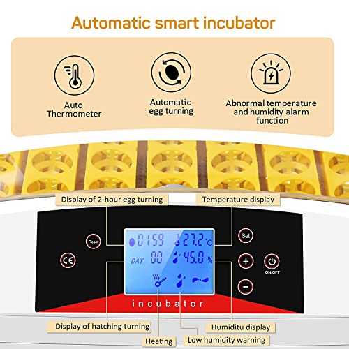 Sailnovo 55 Eier Brutmaschine Vollautomatisch, Brutapparat Eier Inkubator mit LED Light Feuchtigkeits Temperaturanzeige… – Bild 3