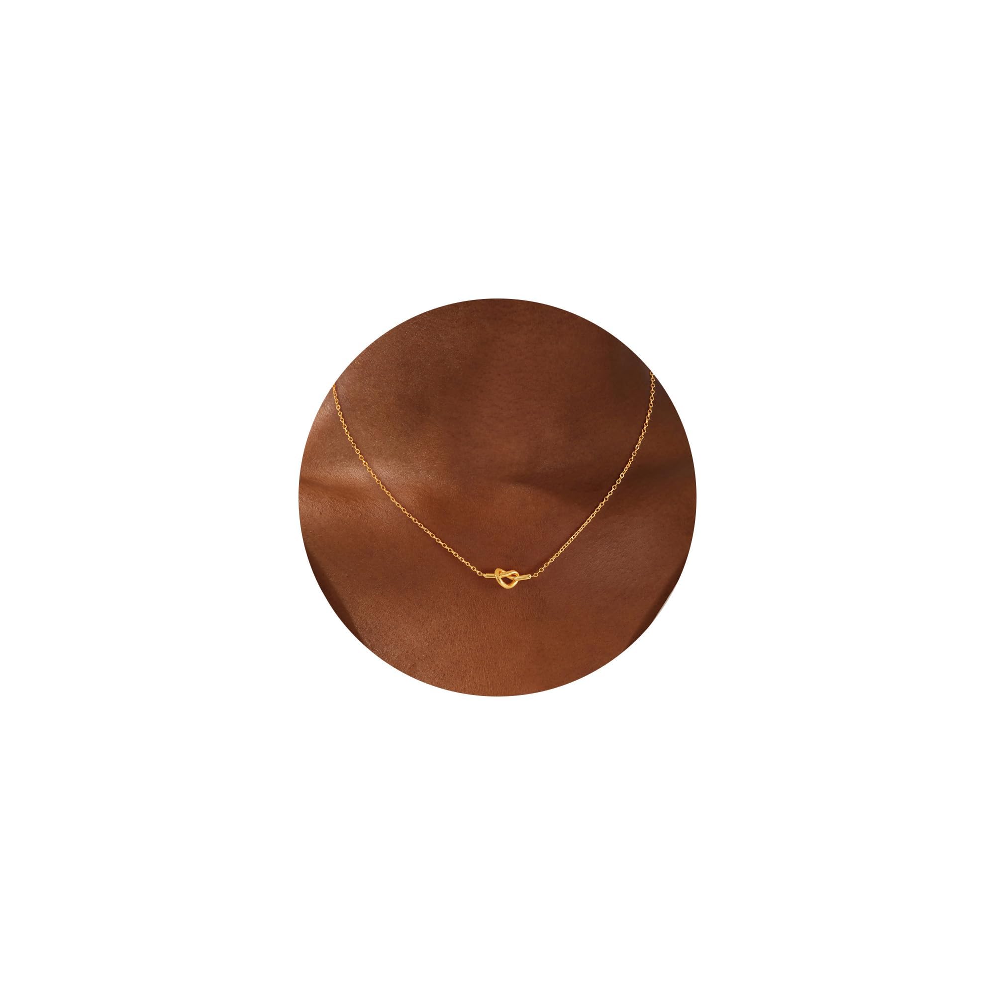 Fezodo Kette Sonne Damen - 18K Gold Kette Damen Mit Sonne Knoten Anhänger Gold Jewerly Schmuck Geschenk für Mädchen Frauen Mutter Freundin