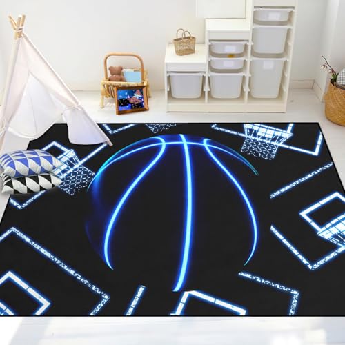 Basketball Rug for Bedroom - Black Basketball Rug for Boys Kids Room Sports Carpet Rugs, 3'×5'