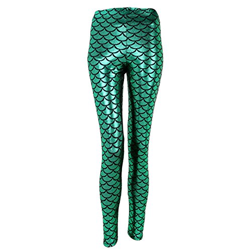Faletony Leggings elásticos para mujer con diseño de escamas de pez de sirena Cover