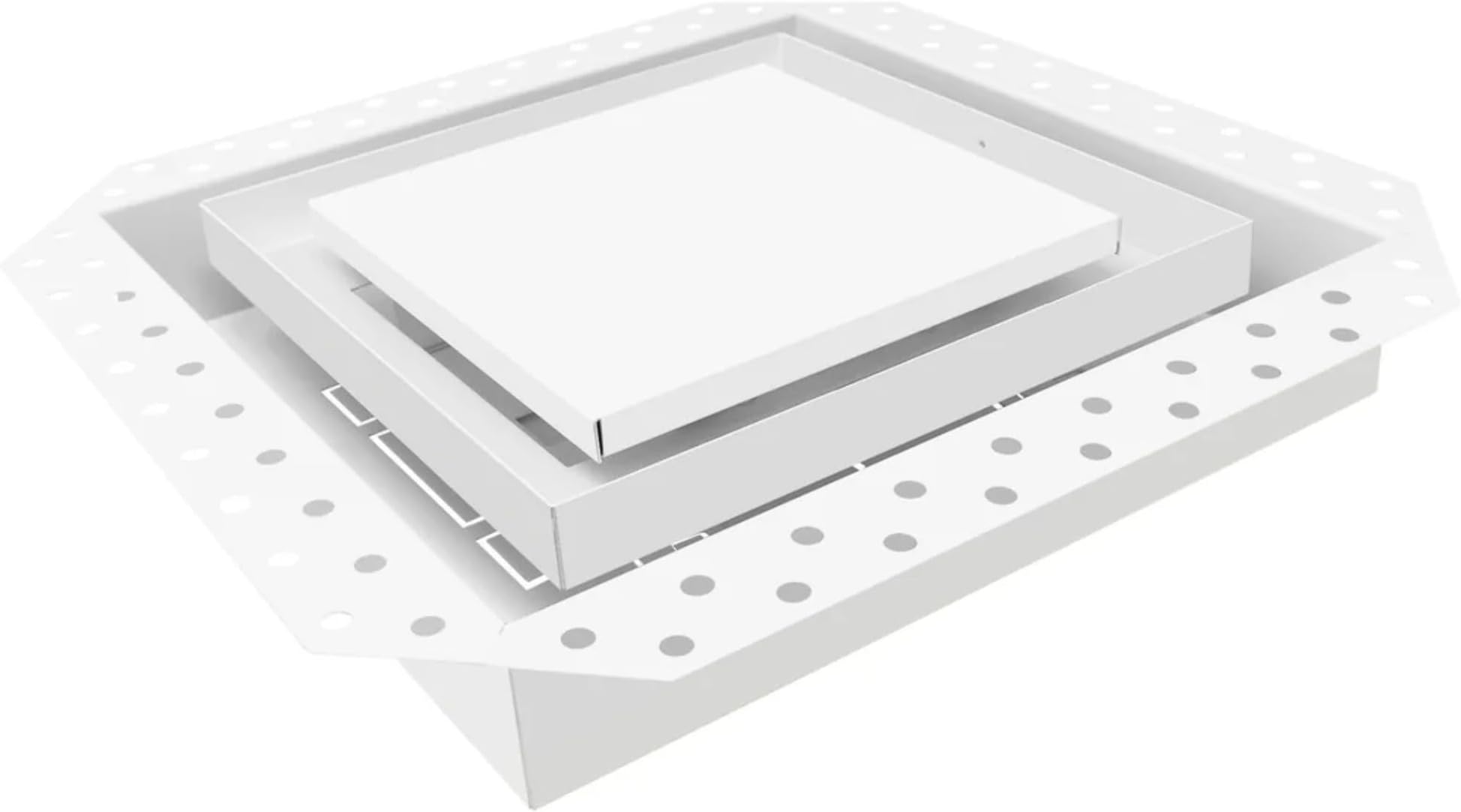 Flush Wall Vent [Luxe+], Minimalist Solid Steel HVAC Air Return Register Cover, Customizable Adjustable Increased Airflow Solution for Home or Ceiling, with Damper – 10"x10" – Satin White