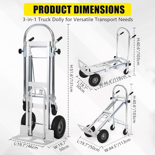 Carretilla convertible 3 en 1 con ruedas 550 lbs aluminio miniatura 3