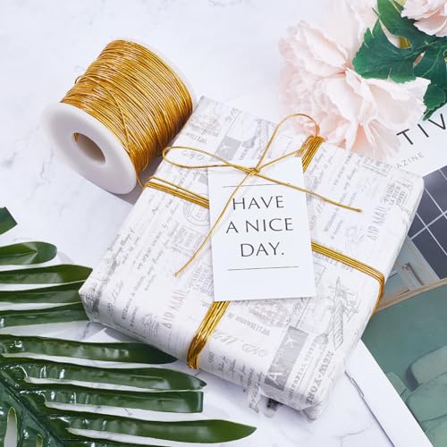 GORGECRAFT 120M Gold Metallic Elastic Cord Stretchy Bracelet Hair String Ribbon Tinsel Braiding Rope Jewelry Thread for Crystal Braided Jewelry Bead Necklaces Decorative Hanging Gift Wrapping - Image 4