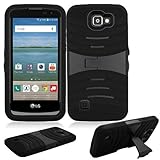 Phone Case for Straight Talk LG Rebel 4g LTE (Tracfone) / LG Optimus Zone 3 4G LTE / LG K4 4g LTE (Verizon Wireless)/ LG Spree ( Cricket Wireless ) Rugged Heavy Duty Armo Cover Black Stand