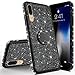 Produktbild Homikon Silikon Hülle Kompatibel mit Huawei P20 Pro Überzug TPU Bling Glitzer Strass Diamant Schutzhülle mit 360 Grad Ring Ständer Soft Flex Durchsichtig Silikon Handyhülle Tasche Case - Schwarz