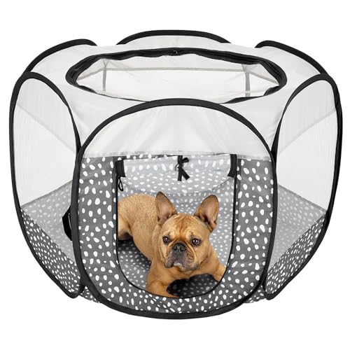 Image of Furhaven Portable Dog Playpen Cat Tent, Pet Playground,Kennel Foldable Indoor Outdoor Zippered Puppy Crate - Gray Pebbles, Small