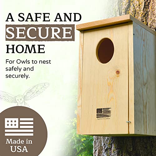 Made In Usa, Wood Owl House With Oval Opening, Kestrel Bird Houses For Outside, Easy-To-Install Nesting Boxes For Screech Owl, Boreal Owl, Northern Saw Whet Owls, American Kestrels - Applewood Outdoor #TOP4