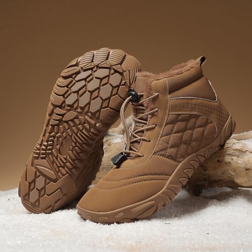 Image of Winter Footwear Barefoot Shoes Women Men Zero Drop Barefoot Hiking Boots Slip On Warm Waterproof Snow Boot Minimalist Wide Toe Ankle Booties Five Finger Hike Shoes Outdoor