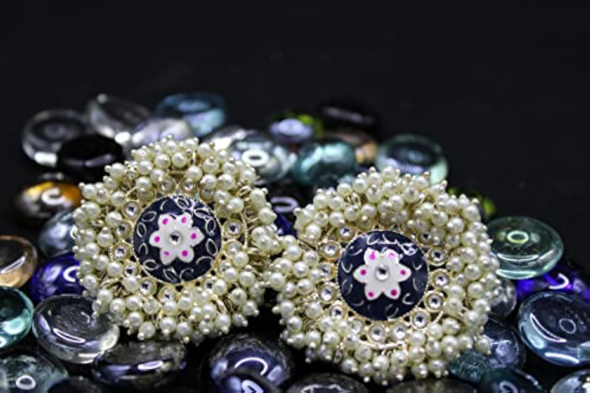 Kundan Cluster Pearls Earring Ethnic Jewelry Set
