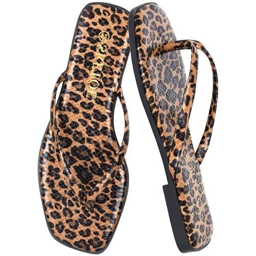 Image of Flip Flops Sandals for Women Square Toe Lightweight Thong Slides