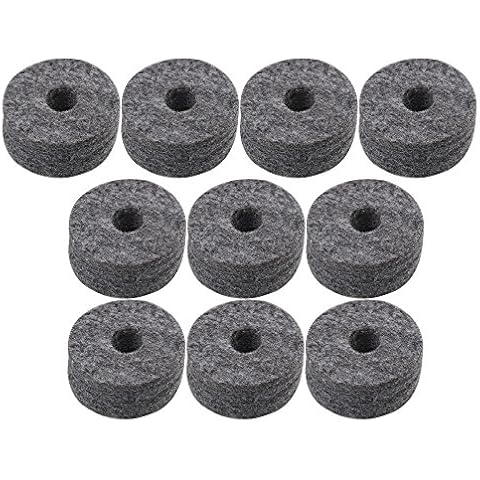 BQLZR 3.5cm Dia Black Round Soft Felt Washers Cymbal Stand Replacement with 1.5cm Thickness for Drum Kit Set Pack of 10 Cover