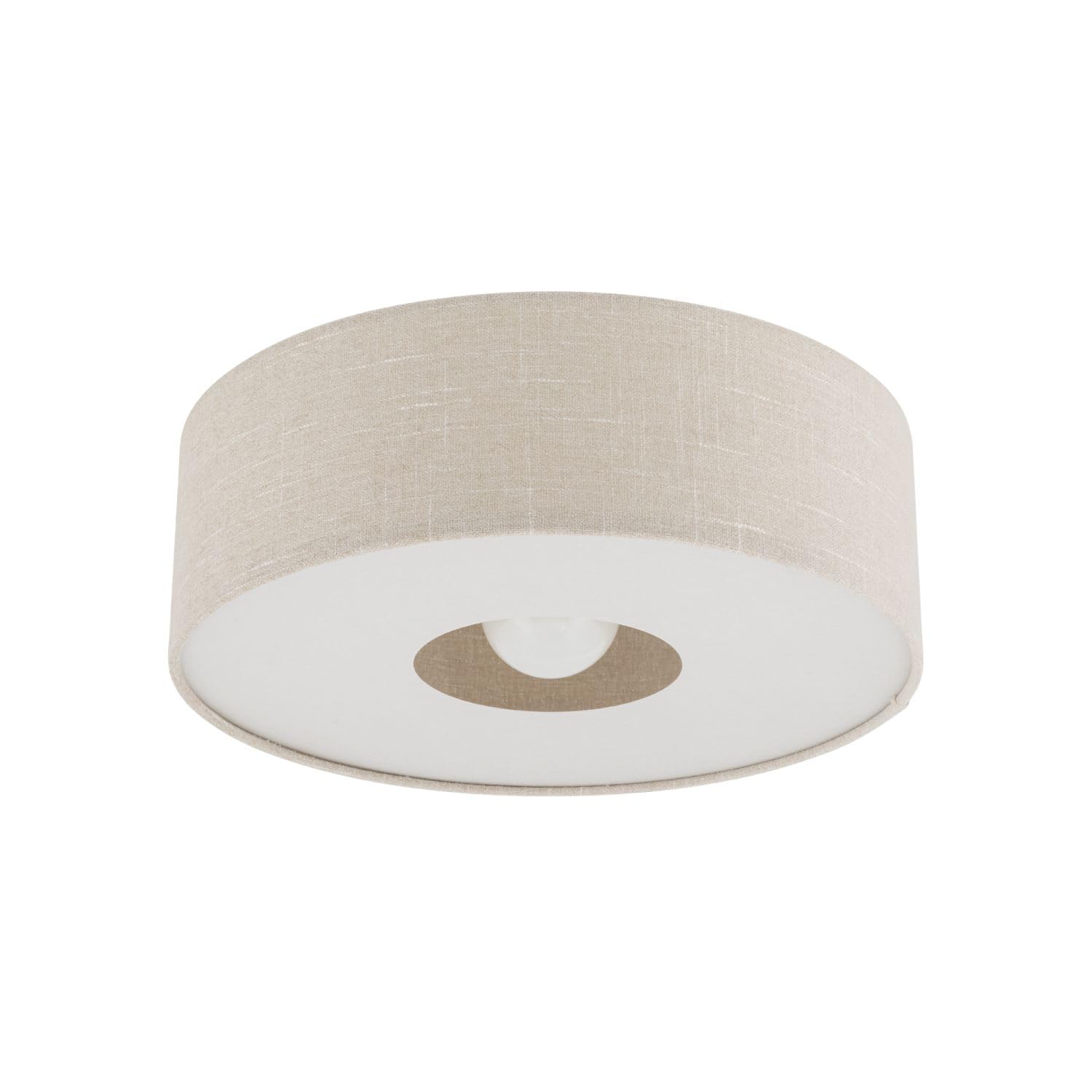 Licht-Erlebnisse Deckenleuchte Stahl Stoff Gold Creme Modern Wohnzimmer Schlafzimmer E27 rund gemütlich B:50 cm Deckenlampe Stoffschirm