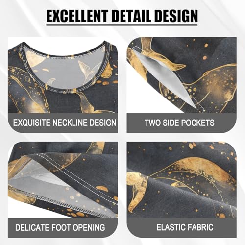 ALAZA Watercolor Whale Fish Pajamas Short Sleeve 2 Piece Sleepwear Top and Bottom Pajama Set Unisex4