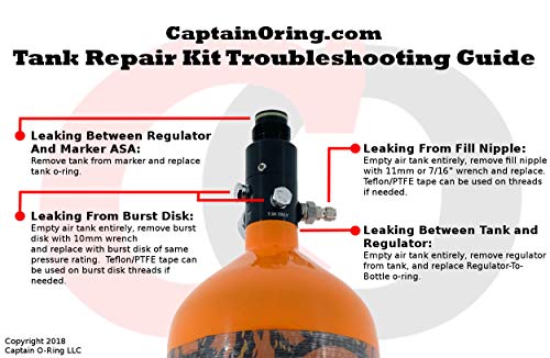 Image of Captain O-Ring Paintball Tank Repair Kit (Burst Disks, Fill Nipple, Tank O-Rings, etc)