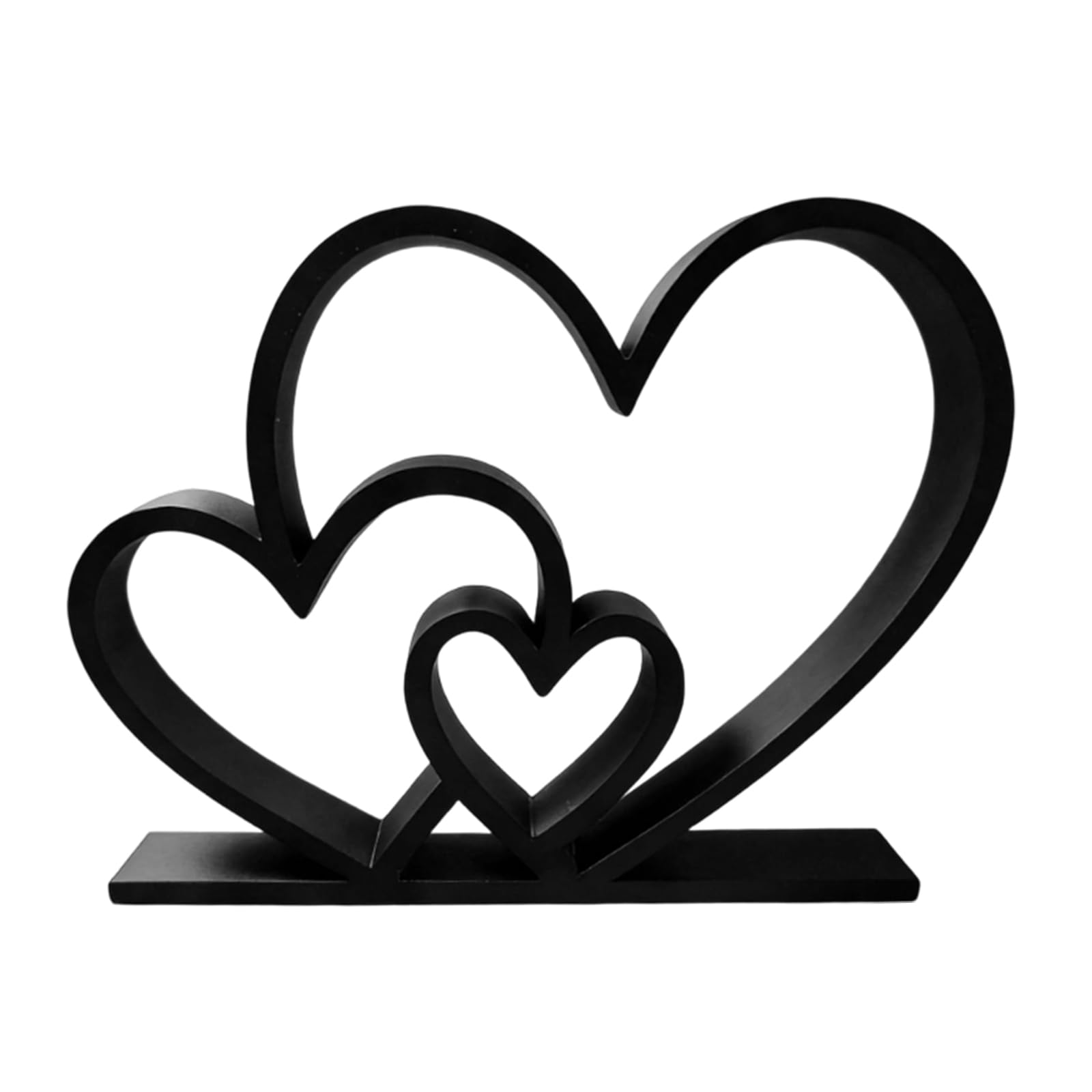 Plcpdm Black Day Decorations Heart Sculpture Centerpieces 3D Printed Heart Figurines Love Statue Desktop Decors For Home Sculptures Home Decors
