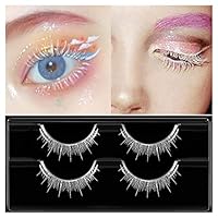 Amazon | 2 ペア白つけまつげ再利用可能な自己粘着まつげ防水上
