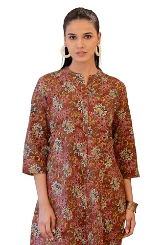 Image of MIRCHI FASHION Pure Cotton Kurti for Women | A-Line Kantha Work Printed Kurta for Woman | Ethnic Wear for Office & Daily Use (Single Piece)