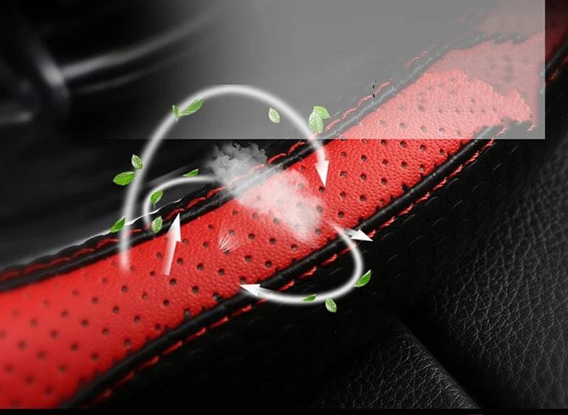 Lenkradbezug, O-Form, D-Form, 38 cm, Leder, rutschfest, Schutzhülle für Seat Leon MK1, MK2, MK3, Schwarz, D-Form