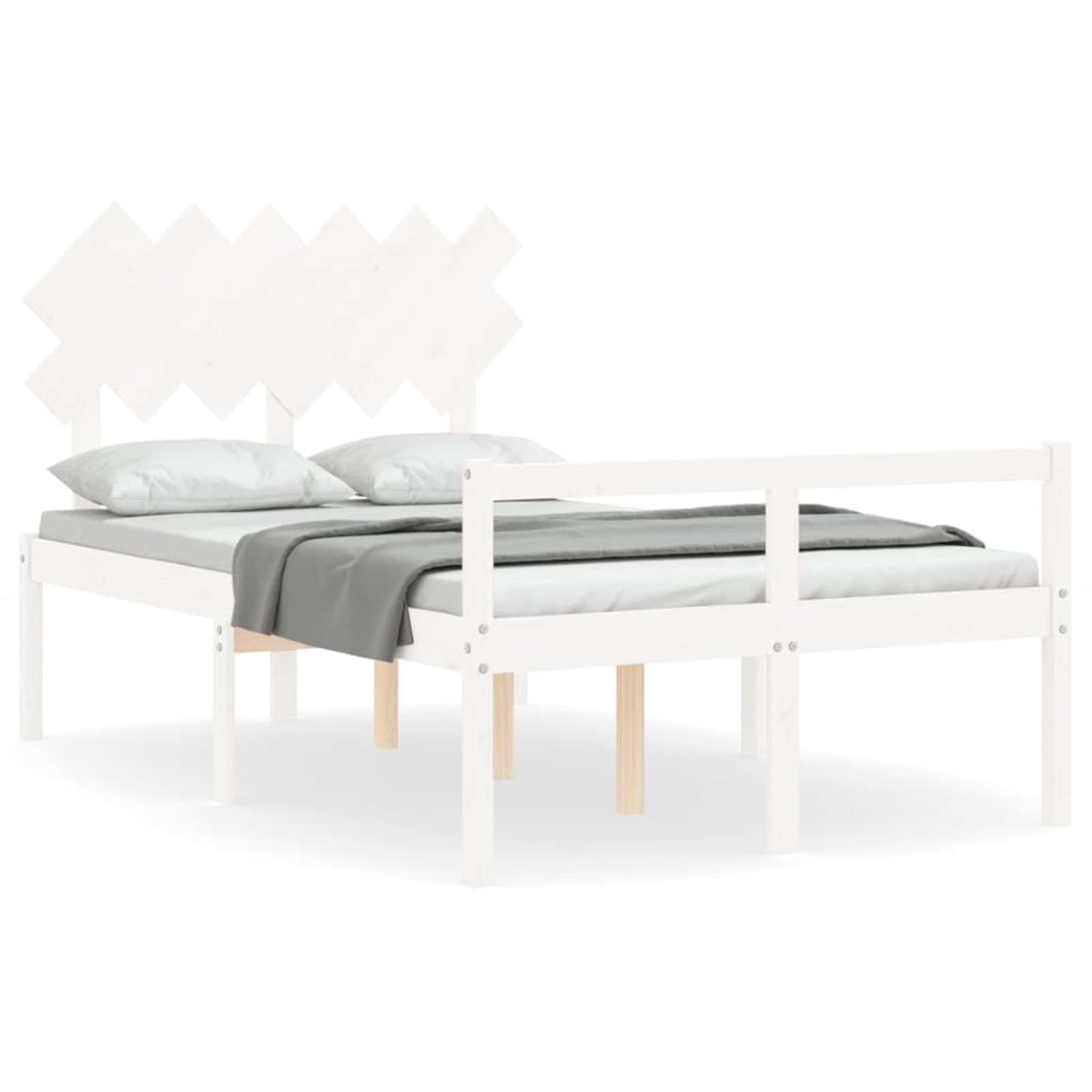 Massives Kiefernholzbett 195,5x125,5cm, 45cm Bodenhöhe, ohne Matratze - Seniorengerecht Model3195517