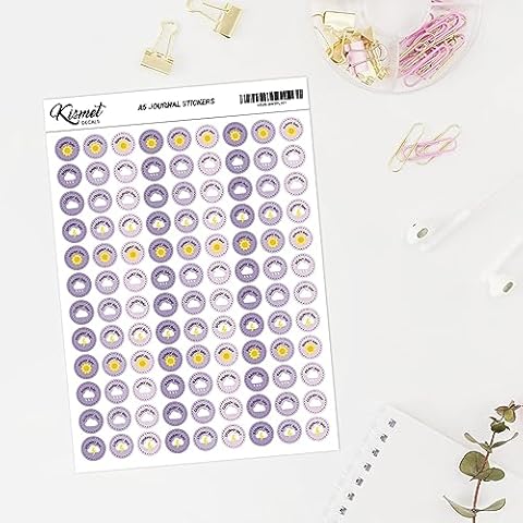 A5 Solid Weather Stickers in Purple - 5.3" x 8.3" - craft journal snail mail planner journal diary paper sticker sheet Cover