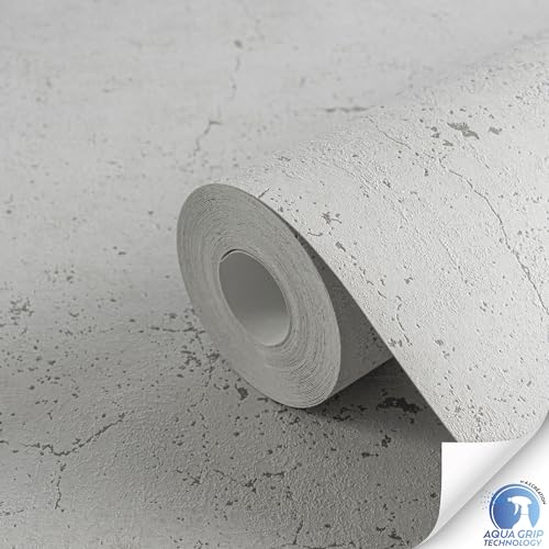 Livingwalls Wallpaper DESIGNDROP, precovered Non-Woven Wallpaper Concrete Monochrome in Grey, Silver, 10,05m x 0,53m - Image 2