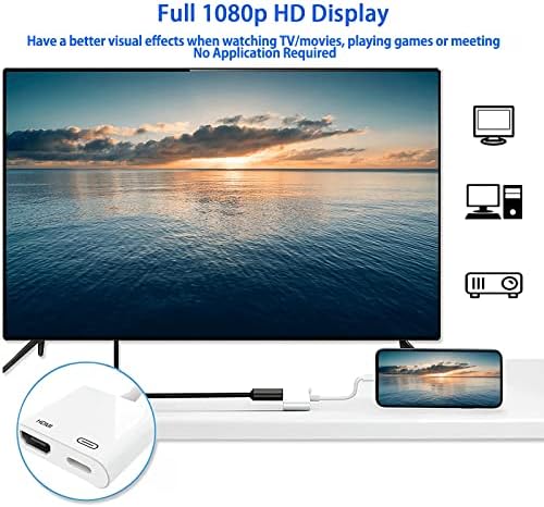 Lightning to HDMI Adapter [ Apple MFi Certified ], Plug & Play, iPhone to HDMI Adapter 1080P Screen Converter with Lightning Charging Port Compatible for iOS Devices to Projector/Monitor