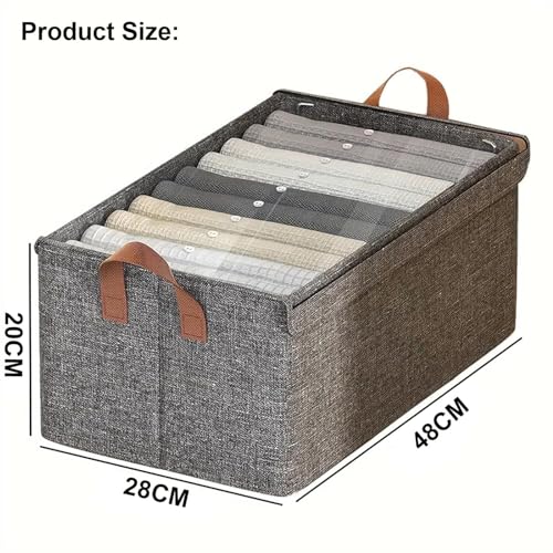 Image of TEKCOOL 2Pcs Wardrobe Organizer for Clothes with Metal Frame, Foldable Storage Basket for Clothing, Cloth Organizer Storage Box with Handle and Lid for Pants, Jeans, Sweater (Pack of 2)'