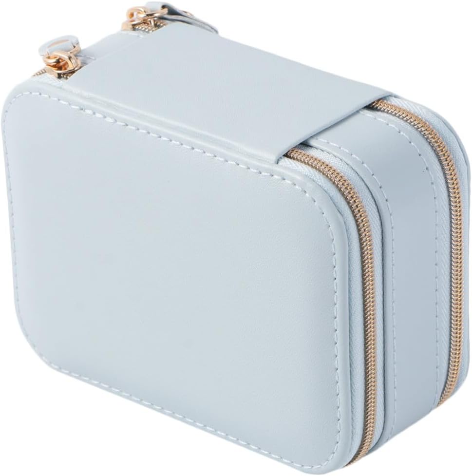 Jewelry Storage Box for Rings PU Leather Zippered Organizer Portable