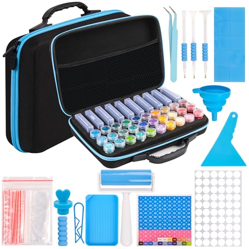 Image of MERATIA Diamond Painting Storage Case Organizer, 40 Slots with Accessories