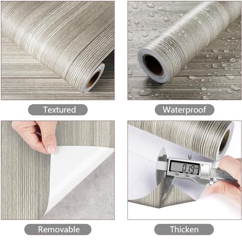 Papier peint vinyle adhesif bois clair impermeable pour etagere