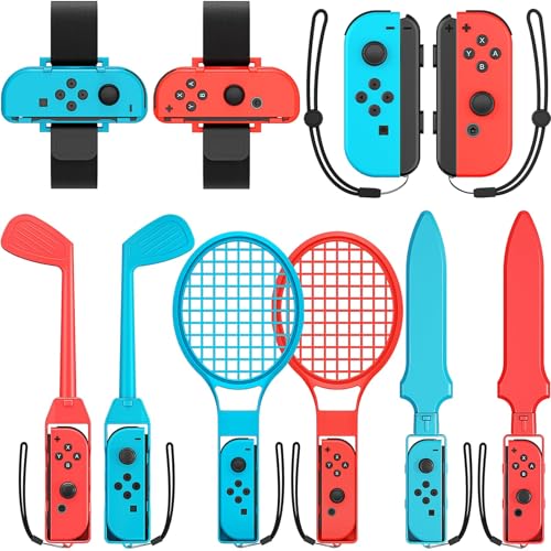 Shadowin Juego de Accesorios Deportivos Para Juegos Nintendo Switch/OLED, Kit de accesorios para Juegos Deportivos Switch, Juego de Accesorios para Juegos Deportivos Switch OLED (Rojo)