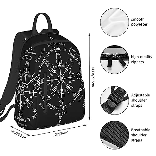 Business Laptop Backpack Travel Bag Rucksack Daypack For Work College Men Women Backpack (Norse Viking Vegvisir Compass goth pentagram)4