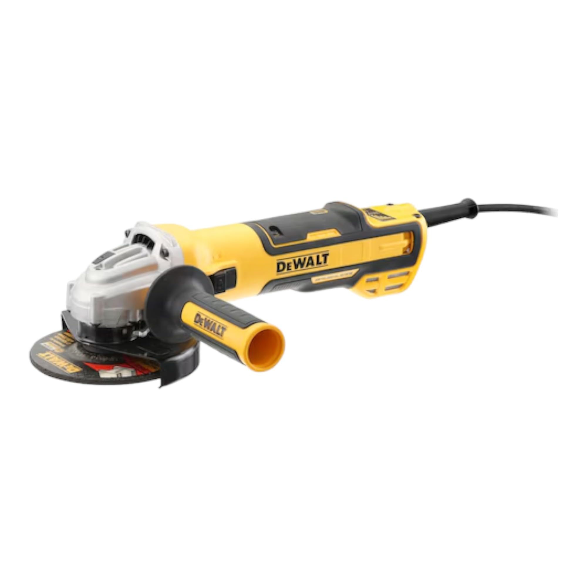 DEWALT DWE4357-QS - Mini-amoladora sin escobillas 125mm 1.700W 2.200-10.500 rpm Electrónica + Embrague + Arranque Suave + Freno + Bloqueo y re-arranque + Empuñadura Anti-vibración