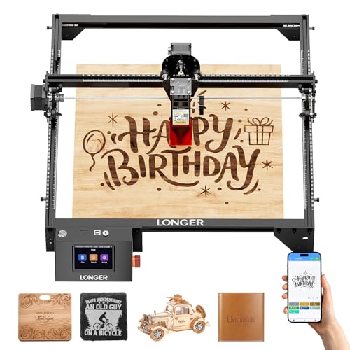 LONGER Machine à gravure laser 10 W, grand champ de travail, 400 x 400 mm, écran tactile couleur 3,5