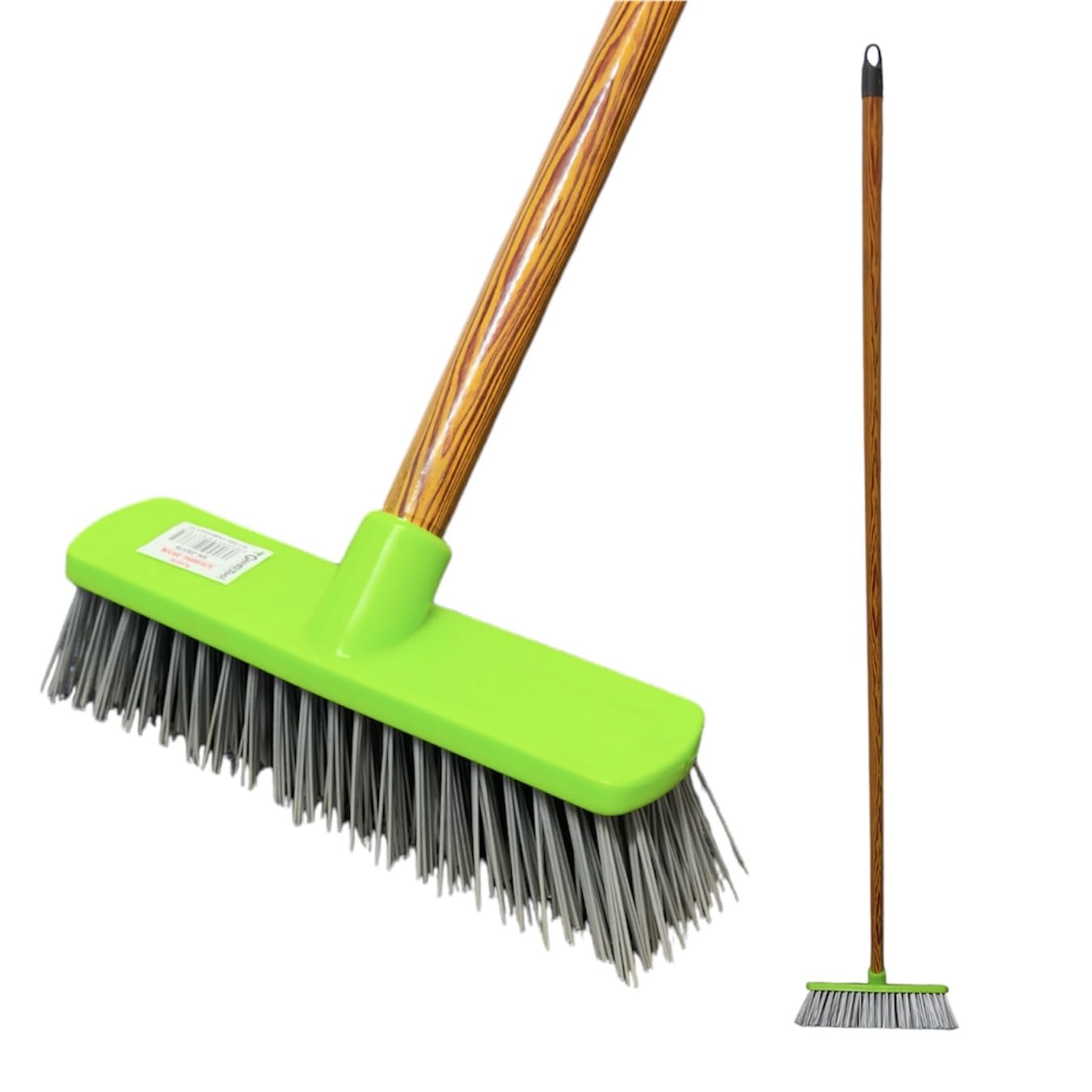 Maxland Green New Yard Stiff Bristle Broom Sweeping Brush - Perfect For Cleaning Gardens, Yards, And Driveways Carpets Garage 28Cm Wide