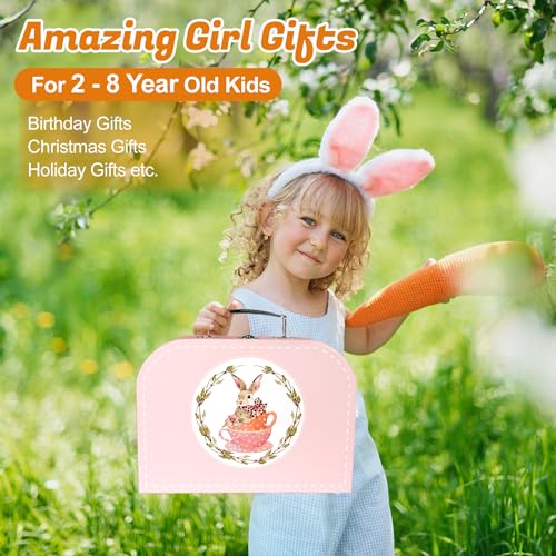 Image of iAOVUEBY Tea Party Set for Little Girls, 49PCS Princess Tea Time Toys Including Tea Set Dessert Carrying Case, Kids Kitchen Pretend Playset, Tea Set for Girls Birthday Toddler Age 3-8, Pink