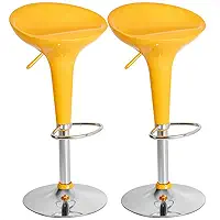 Kit 02 Un Banquetas Giratória Alta Cozinha Americana Bar Balcão Tulipa Lotus Assento Abs (Amarela)