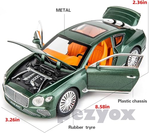 Image of Compatible for 1 /24 Bentley Continental GT Model Car Alloy Diecast Toy Car Collectible Pull Back Toy Vehicles with Sound and Light Door Can Be Opened for Girls Boys Gift (Green)