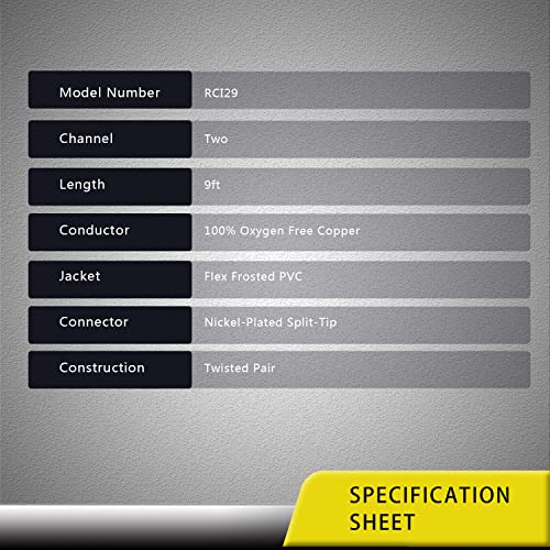 Image of RECOIL RCI29 9ft 2-Channel RCA Audio Cable Twisted Pair Noise Reduction | 100% Oxygen Free Copper