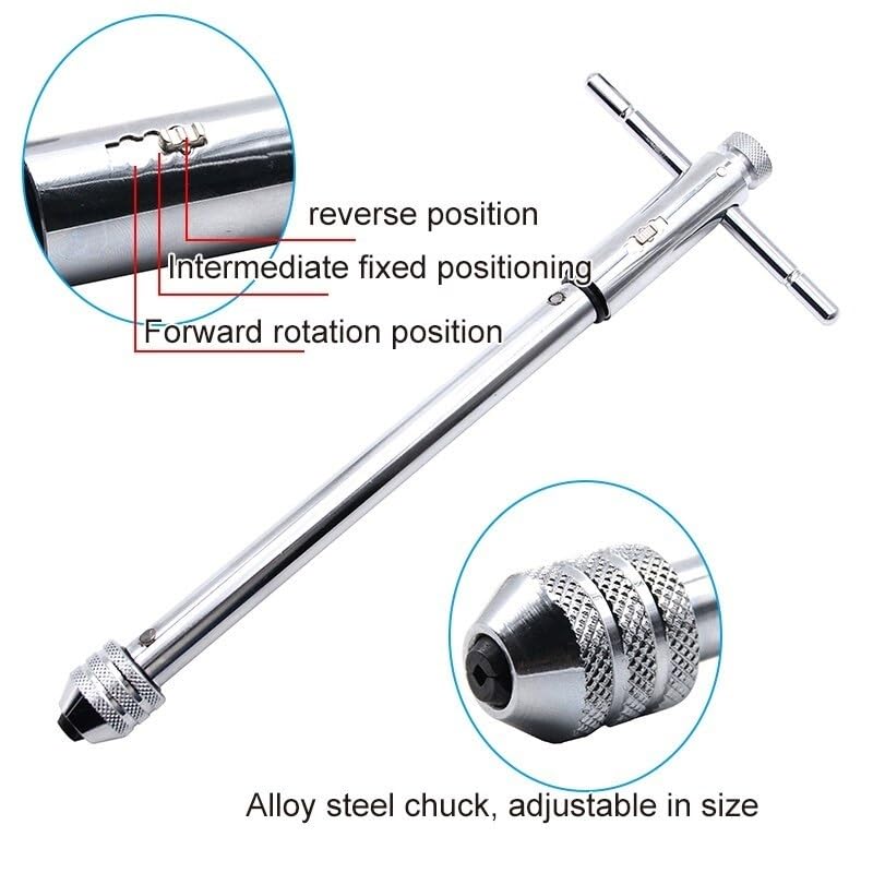 M3-M8 Adjustable Ratchet Hand Tap Wrench for M5-M12 - Versatile Tapping Tool with Forward and Reverse Functionality(Long M5-M12)