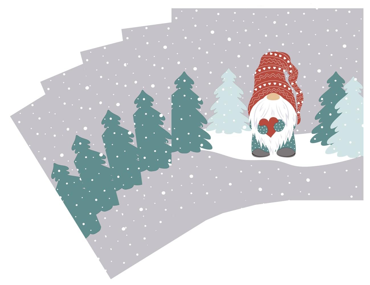 Decora Tu Mesa Navideña: 60 Servilletas De Papel GNOMO (33x33 Cm) – Desechables, Absorbentes Y Con Motivos De Navidad, árboles Y Regalos. Perfectas Para Fiestas, Cenas O Cócteles. ¡Ambiente Festivo Garantizado!