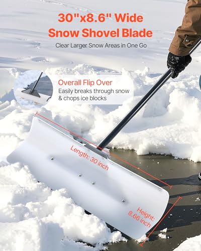 image for VEVOR Snow Pusher, 30 inch Wide Push Snow Shovel Plow for Driveway, Si