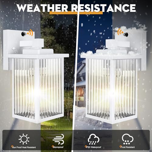 Image of 2 Pack Dusk to Dawn Outdoor Lighting, IP65 Waterproof Outdoor Porch Light with Tempered Glass, Outdoor Light Fixture for House Exterior Front Door Garage Patio(White)