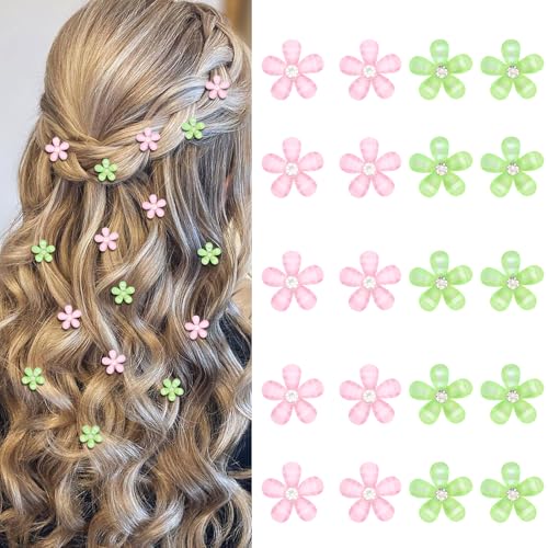 Mini pince à cheveux fleur strass anti glisse pour mèches rebelles