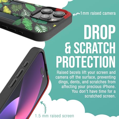 Image of Smartish iPhone 15 Pro Wallet Case - Wallet Slayer Vol. 2 [Slim + Protective] Credit Card Holder w /Kickstand - Drop Tested Hidden Card Slot Cover Compatible w /Apple iPhone 15 Pro - Leaf Me Alone