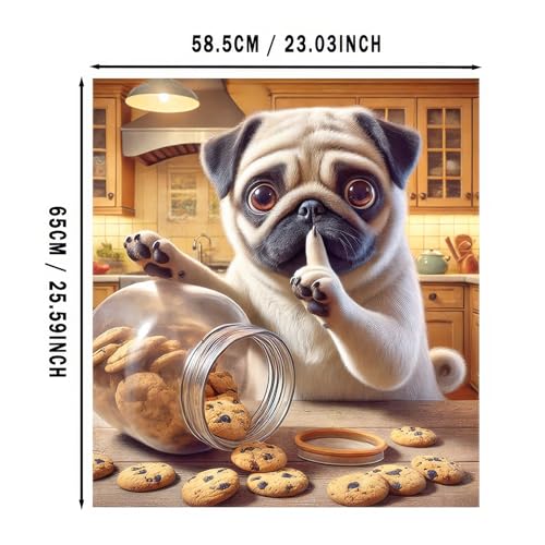 BlissYard Hunde-Geschirrspüler-Magnetabdeckung, 58 x 66 cm, lustiger Mops, Geschirrspüler-Magnetabdeckung, Aufkleber, magnetisch… – Ansicht 6