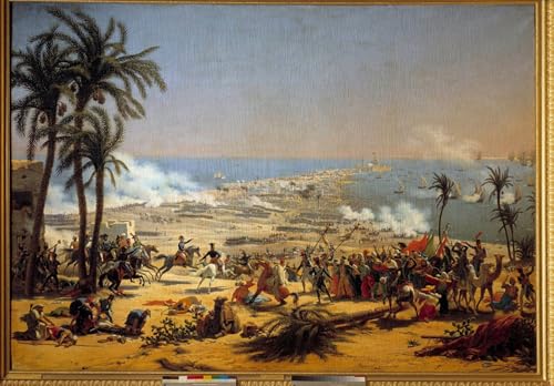 Pintura mural en lienzo de la Campaña de Egipto de 60x90cm, decoración vintage para dormitorio